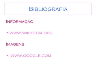 Bibliografia Informação  www.wikipedia.org Imagens www.google.com 