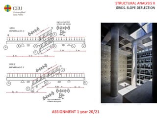 STRUCTURAL ANALYSIS II
GRIDS. SLOPE-DEFLECTION
ASSIGNMENT 1 year 20/21
 