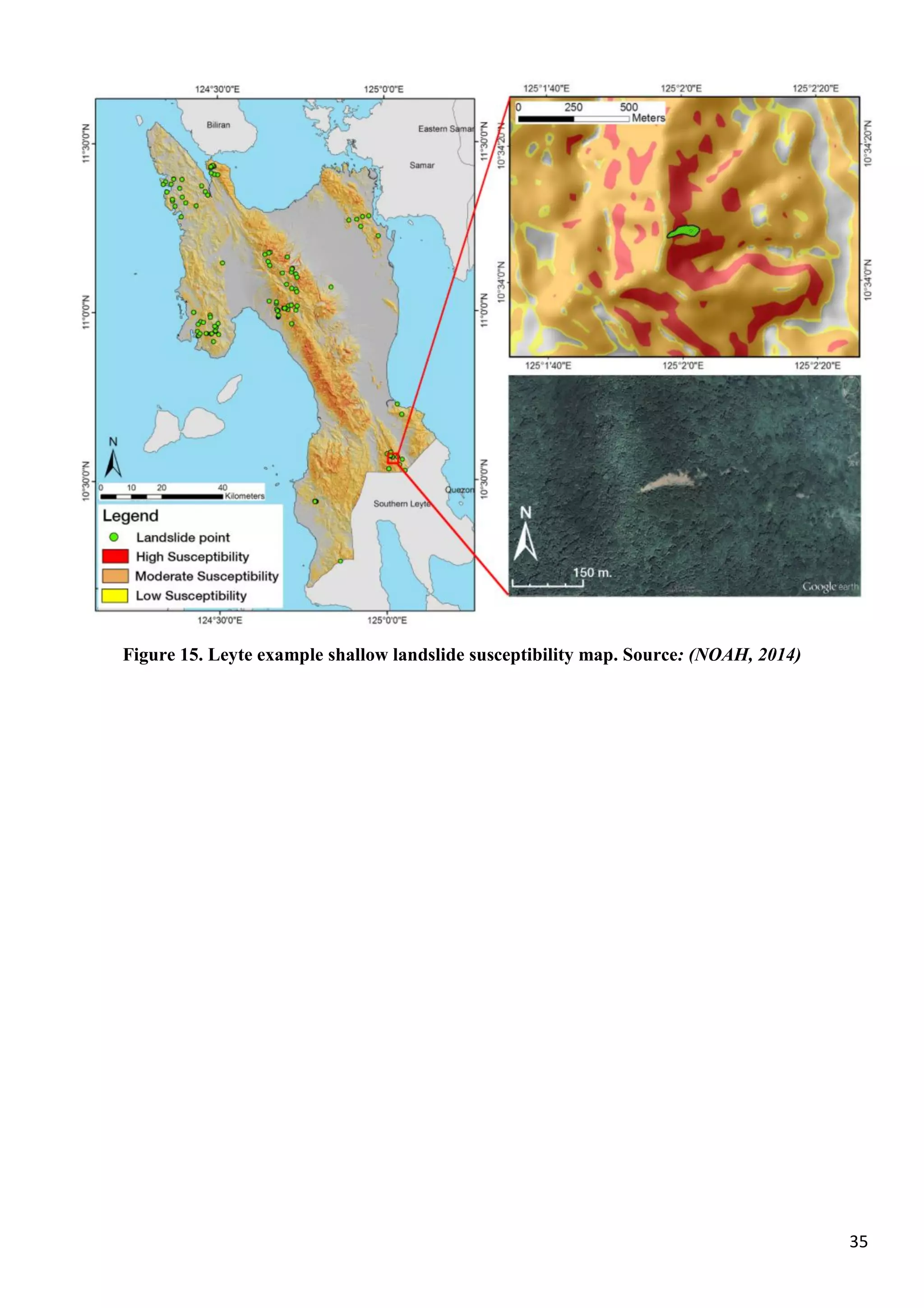 35
Figure 15. Leyte example shallow landslide susceptibility map. Source: (NOAH, 2014)
 