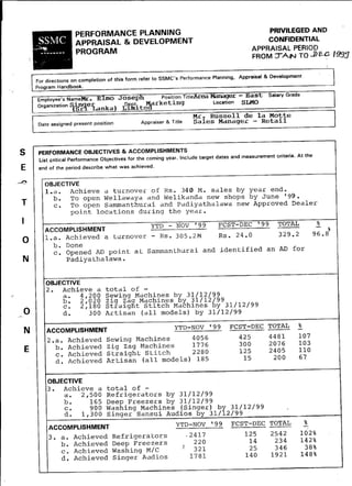 Performance Planning_Appraisal & Developement for Jan_Dec 1999