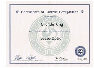 Lease Option Certification