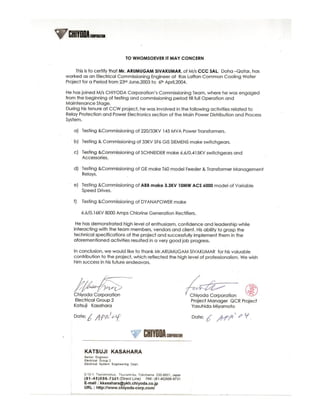 Chiyoda Corporation Certificate