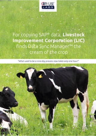“What used to be a nine-day process now takes only one hour!”
For copying SAP®
data, Livestock
Improvement Corporation (LIC)
finds Data Sync Manager™ the
cream of the crop
 