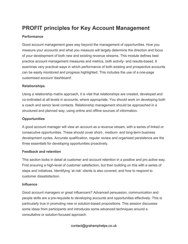 Key accountmanagement course outline 2016 1a | PDF