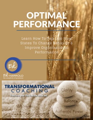 OPTIMAL
PERFORMANCE
Learn How To Tap Into Flow
States To Change Behavior &
Improve Organizational
Performance
 