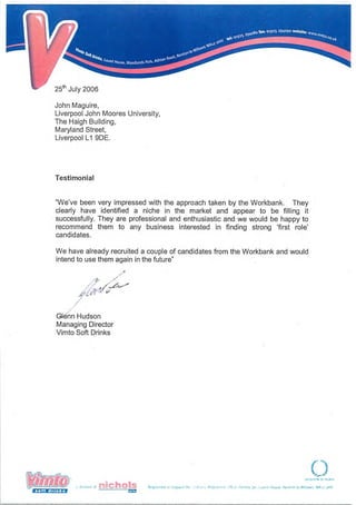 Vimto testimonial
