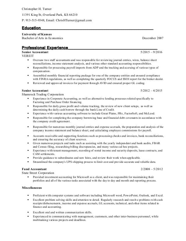 Chris Turner Resume - Most Recent