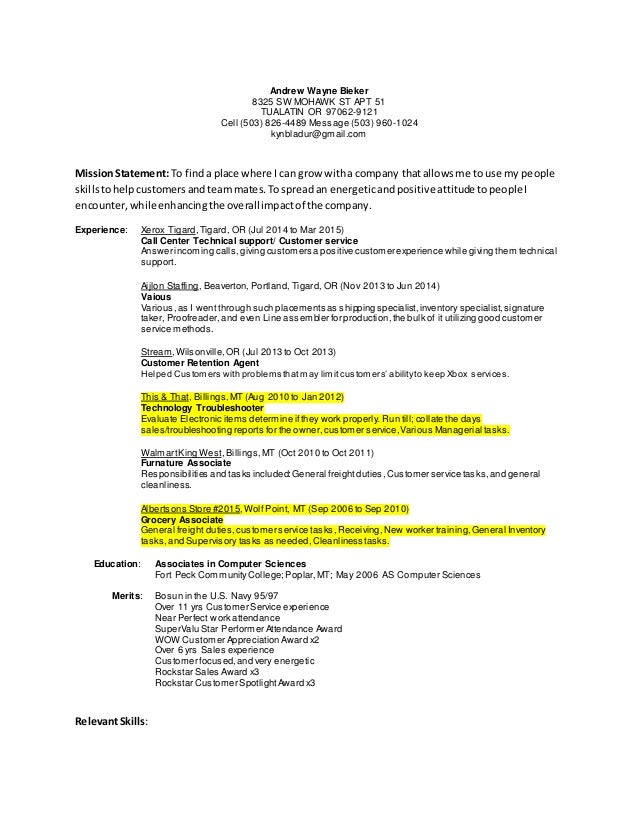 Customer Service Resume Customer Service Resume