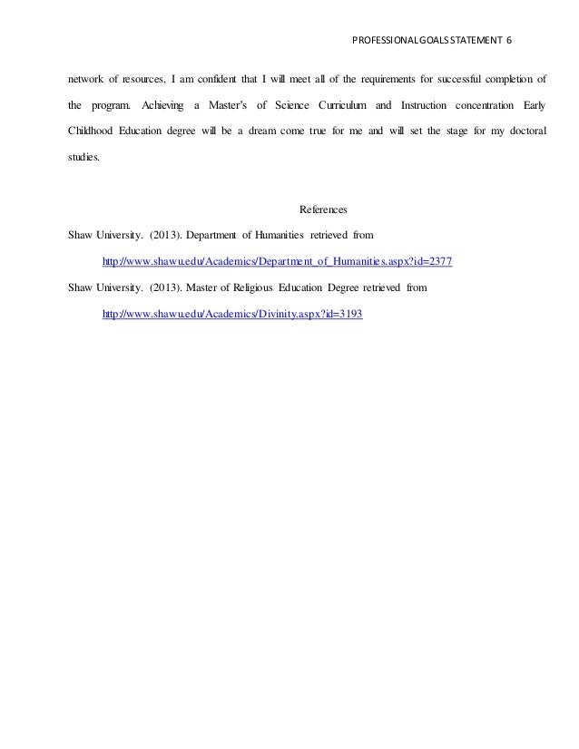eci600 professional goals statement11 7 2014 statement of professional goals