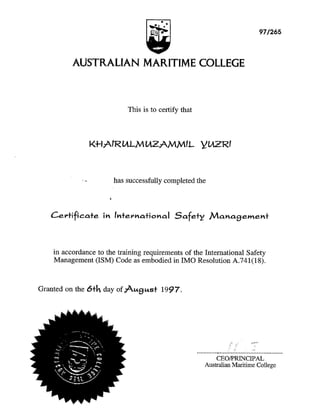 YUZRI Certificates