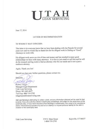 UTL-Letter of Recommendation  Joe Pascale