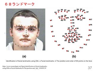 ６８ランドマーク
37
https://www.researchgate.net/figure/dentification-of-facial-landmarks-
using-Dlib-a-Facial-landmarks-b-The-pos...