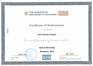 Achievement in Marketing and Sales Certificate