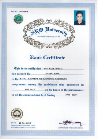 rank certificate