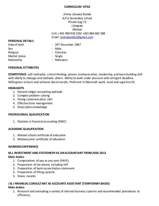 curriculum vitae jimmy c 2 diploma highschool cv