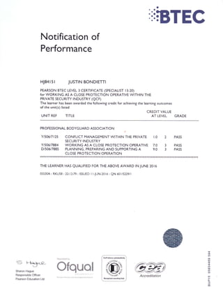 Level 3 Close Protection Certificate PDF Level 3 Close Protection Certificate PDF