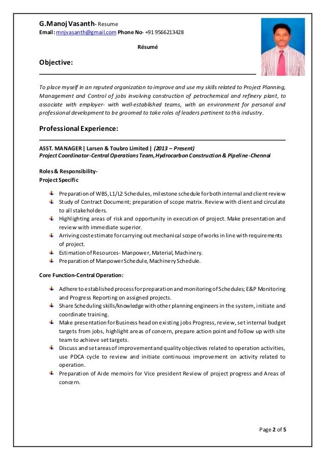 project management resume skills
