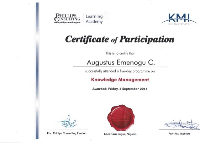 Knowledge Management Certificate Knowledge Management Certificate
