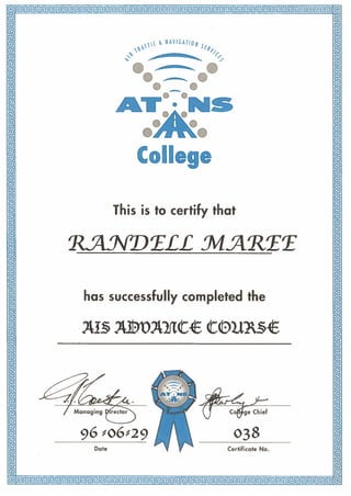 RM Certificate AIS Advanced - ATNS College