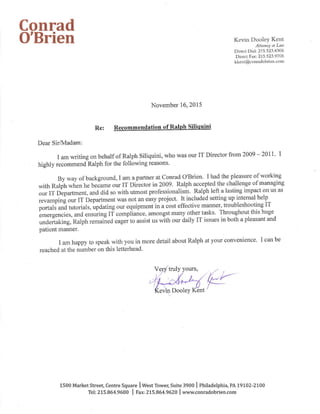 Kevin Kent Letter of recommendation