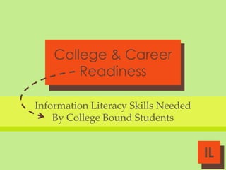 College & Career
Readiness
Information Literacy Skills Needed
By College Bound Students

IL

 