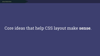 @rachelandrew
Core ideas that help CSS layout make sense.
 