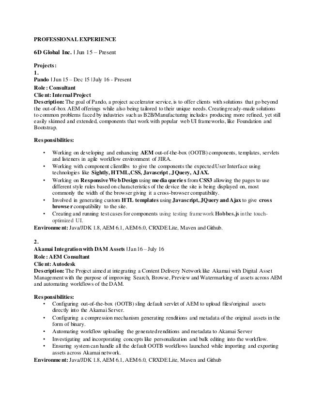 Aem Experience Resume Aem Experience Resume