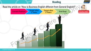 Reading Skills
6© Aptech Training Ltd. FZE
Reading
Read the article on ‘How is Business English different from General English?’
For Aptech Centre Use Only
 