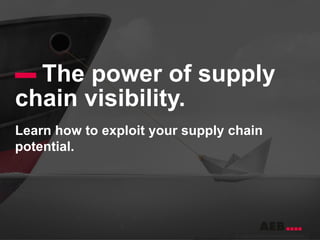 © Lightspring-shutterstock.com
© Lightspring-shutterstock.com
Learn how to exploit your supply chain
potential.
The power of supply
chain visibility.
 