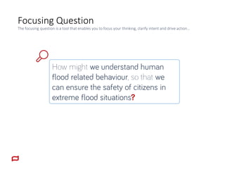 Focusing Question
The focusing question is a tool that enables you to focus your thinking, clarify intent and drive action…
 