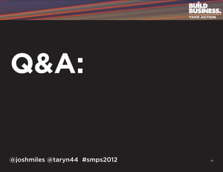 Q&A:


@joshmiles @taryn44 #smps2012   41
 
