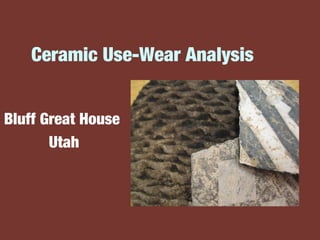 Ceramic Use-Wear Analysis
Bluff Great House
Utah
 