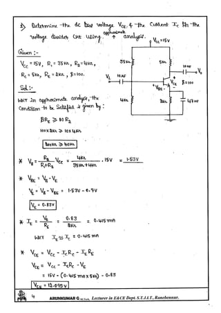 Analog electronics Circuits Notes written by Arun Kumar G, Associate Professor, Dept. of E&C, STJIT, Ranebennur, Karnataka, INDIA. Slide 202