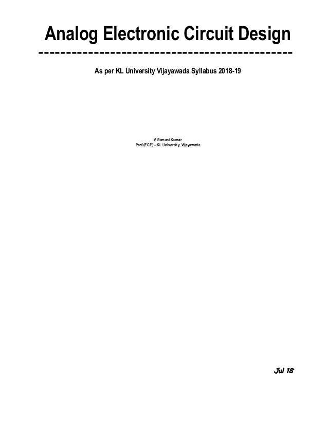 Analog Electronic Circuit Design Aecd Text Book Analog Electronic Circuit Design Aecd Text Book