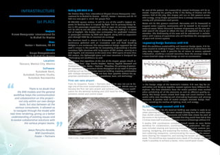 Project:
Nuevo Aeropuerto Internacional de
la Ciudad de Mexico
Firm:
Foster + Partners, FR-EE
Owner:
Grupo Aeroportuario
de la Ciudad de Mexico
Location:
Texcoco, Mexico City, Mexico
Software:
Autodesk Revit,
Autodesk Dynamo Studio,
Autodesk Navisworks
1st PLACE
INFRASTRUCTURE Taking Off With BIM
For Mexico City’s New International Airport (Nuevo Aeropuerto Inter-
nacional de la Ciudad de Mexico - NAICM), Foster + Partners and FR-EE
had one core goal in mind: Put people first.
At 470,000 square meters, it will be one of the world’s largest air-
ports; its flowing form is inspired by flight. But its primary design fo-
cus is the passenger experience. With an open air concept, travelers
will be able to see the gates and where they are heading in a space
full of daylight. The design also anticipates the predicted increase
in passenger numbers by 2028 and beyond, along with an expansion
plan through 2062 for an eventual six runways.
The terminal itself is almost 1.5 kilometers in length and a single,
continuous gridshell with an innovative roof and fixed boarding
bridges in one enclosure. The computational design approach for the
roof is unique in the world for its complexity of generating a double
curvature light structure with long spans of 160 meters, serving as a
roof, façade, and structure at the same time. With spans of more than
100 meters, the lightweight glass and steel structure is designed for
challenging soil conditions as well.
“We believe that regardless of the size of the airport, people should al-
ways come first,” says Martha Tsigkari, Partner, Applied Research and
Development team, Foster + Partners. “Therefore, the primacy of passen-
ger experience is a consistent theme throughout all our work. A complex
building such as the passenger terminal building, involving collaboration
with multiple disciplines, would not have been possible without the ap-
propriate coordination workflows, procedures, tools, and technology.”
First net-zero airport
From its inception, Foster + Partners and FR-EE also set out to de-
sign one of the most sustainable airports in the world. NAICM aims to
become the first net-zero airport and achieve LEED Platinum certifi-
cation for the terminal building and LEED Gold for the ground trans-
portation center and control tower.
As part of the project, the surrounding natural landscape will be re-
stored, improving the quality of life in the Valley of Mexico and the
eastern half of the city. The airport will run on 100 percent renew-
able energy, using biogas generated from a sewage treatment center
nearby and photovoltaic roof panels.
Water will be 100 percent reutilized. Rainwater will be harvested to
support water supplies; wastewater will be treated to be reused in
external areas. Three thousand hectares of greenery will be also cre-
ated around the airport to offset the loss of vegetation due to con-
struction. The biodiversity of the area will be maintained in collabo-
ration with a group of specialists who will facilitate the management
of plant and animal species.
Improving design decisions with BIM
With the ambitious sustainability and terminal design goals, BIM be-
came crucial to making it happen. The sharing of the models from the
very early stages made it possible for all teams to access updated
information, enabling a smooth transition from the concept stage to
a more detailed stage of the design as well as construction.
In the design stage of the terminal’s interior, BIM was key for co-
ordination and bringing together several options from different dis-
ciplines. The data extraction from the model provided more control
when scheduling all of the elements as well as efficient quality au-
diting. The design teams solved both large and small clashes in the
model while also identifying and eliminating duplicates and missing
elements. A greater level of model analysis assisted design deci-
sions, including the studies of lighting, wind, and energy.
15,000 drawings created with BIM
The documentation for the terminal building was similar in scale to an
urban-planning exercise. The team created directly from the model more
than 10,000 construction documents and 5,000 data sheets for each of
the rooms in the buildings. It’s estimated that they would have had to hire
1.5 times more staff to produce the same amount of drawings without BIM.
A weekly BIM coordination schedule helped create an even faster
workflow for collaboration, coordination, and production. This pro-
cess included sharing and receiving multiple discipline models; pro-
cessing, navigating, and analyzing the models; creating issue reports
and collecting viewpoints; communicating the issues to the consul-
tants sharing the viewpoints; and solving the issues—all in the same
week. This workflow was repeated every week of the design stage and
made it possible to achieve a better, more coordinated model.
There is no doubt that
the BIM models and the general
workflow helps the communication
and collaboration on this project—
not only within our own design
team, but also between all the
various consultants. It allowed us
to navigate through the model with
real-time rendering, giving us a better
understanding of existing issues and
to evolve collaborative solutions with
the various project teams.
Jesus Perucho Alcalde,
BIM Coordinator,
Foster + Partners
6
“
“
Check-in area. Image courtesy of Foster + Partners.
Image courtesy of Foster + Partners.
 