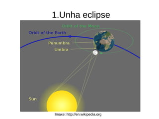 1.Unha eclipse
Imaxe: http://en.wikipedia.org
 