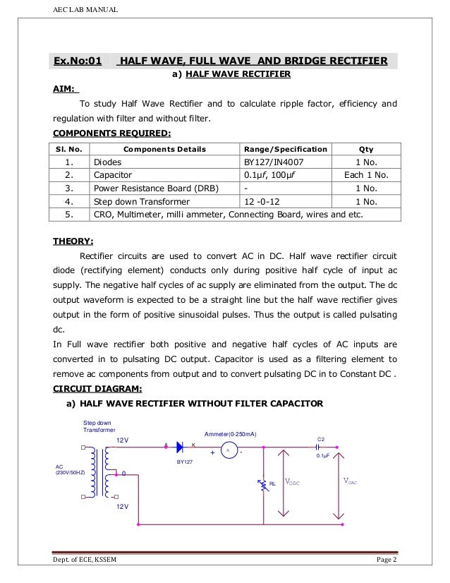 Colorfed Full Wave Rectifier Lab Manual Pdf
