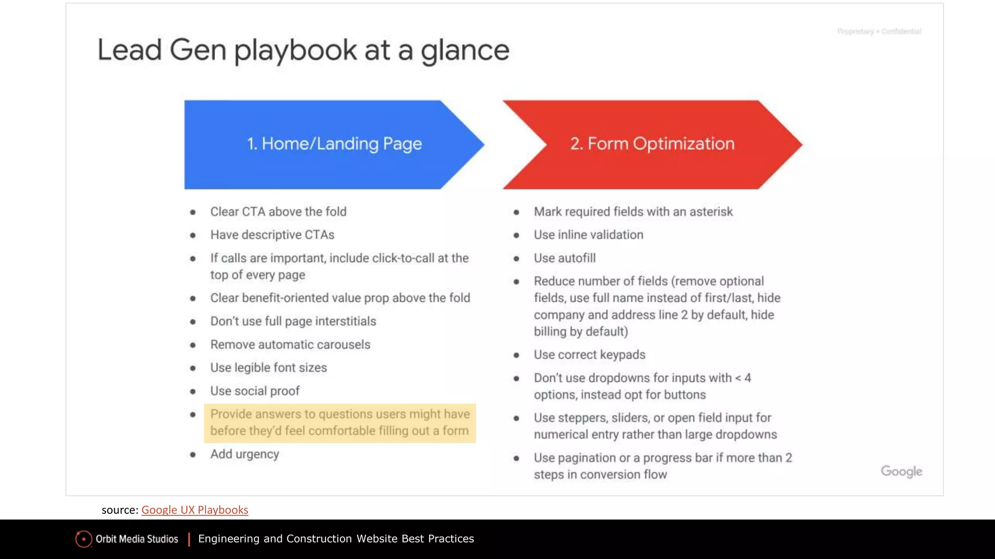 Engineering and Construction Website Best Practices
source: Google UX Playbooks
 