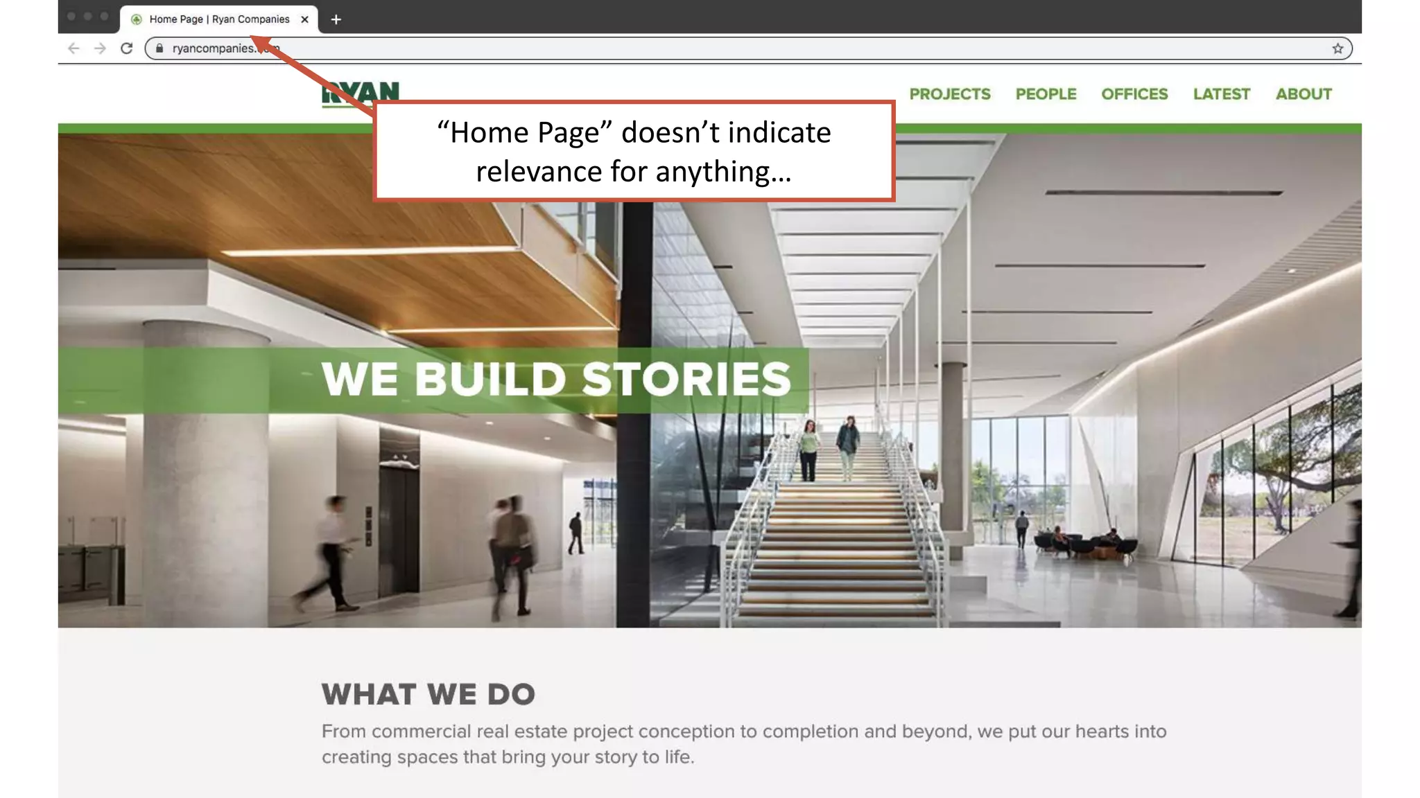 “Home Page” doesn’t indicate
relevance for anything…
 