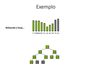 Exemplo
Refazendo o heap...
 