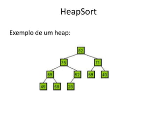 HeapSort
Exemplo de um heap:
 
