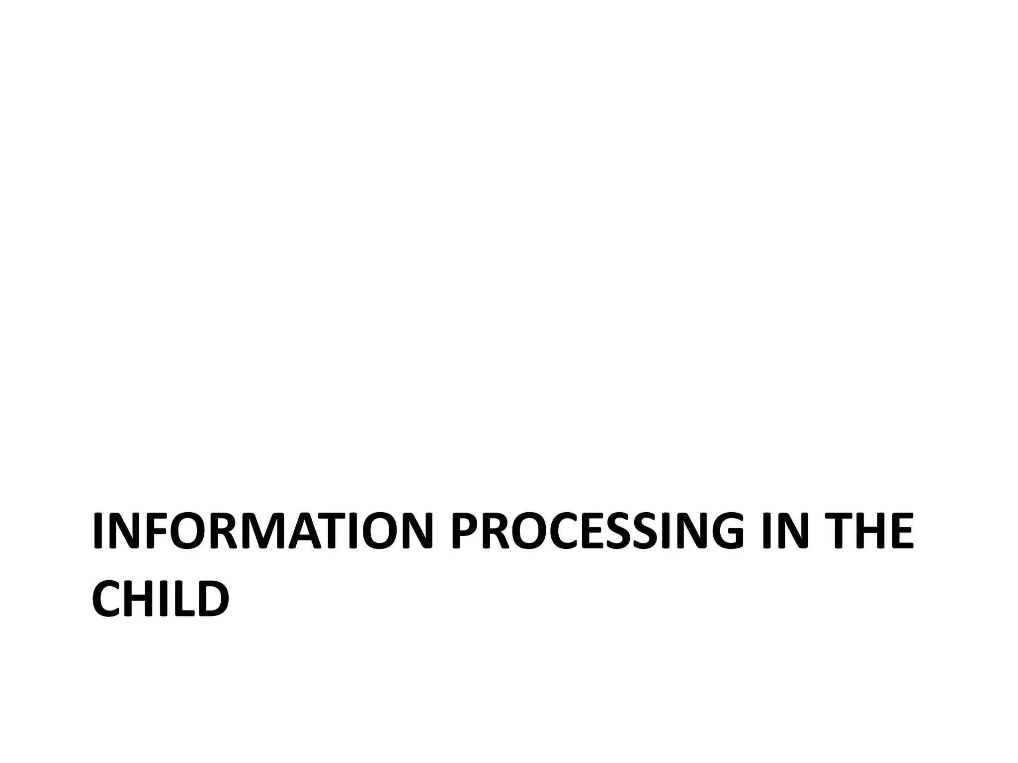 Information Processing in the Child