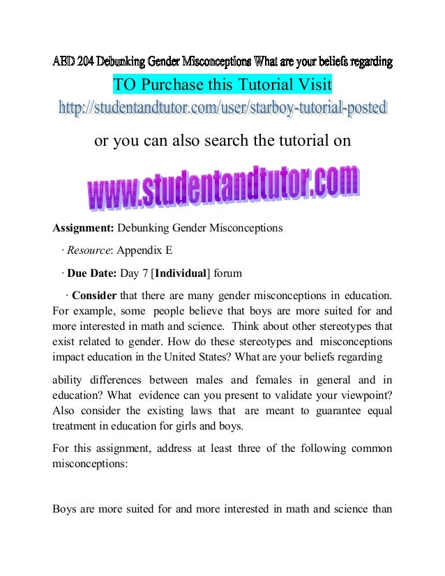 Aed 204 debunking gender misconceptions what are your beliefs regarding