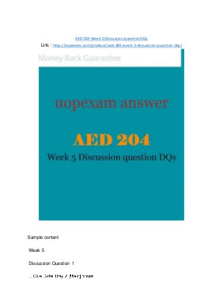 AED 204 Week 5 Discussion question DQs
Link : http://uopexam.com/product/aed-204-week-5-discussion-question-dqs/
Sample content
Week 5
Discussion Question 1
 