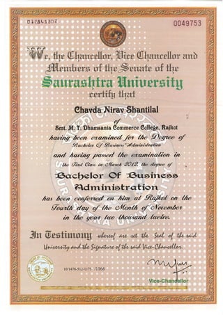 Degree certificate