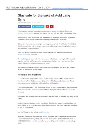 PA / Accident Advice Helpline - Dec 31, 2014 - www.accidentadvicehelpline.co.uk/blog/stay-safe-sake-auld-lang-syne
 