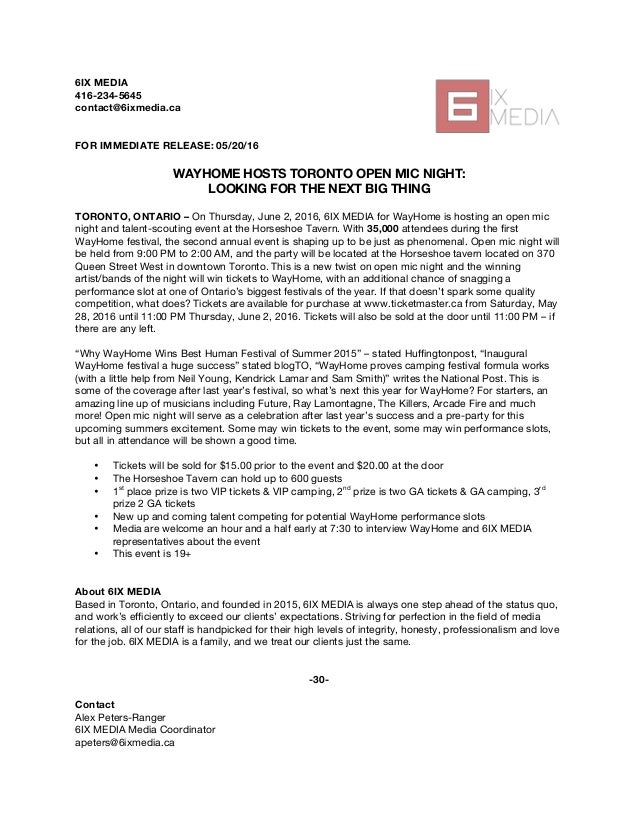 Event Proposal 6ix Media For Wayhome