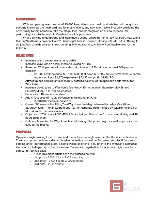 Event Proposal 6ix Media For Wayhome