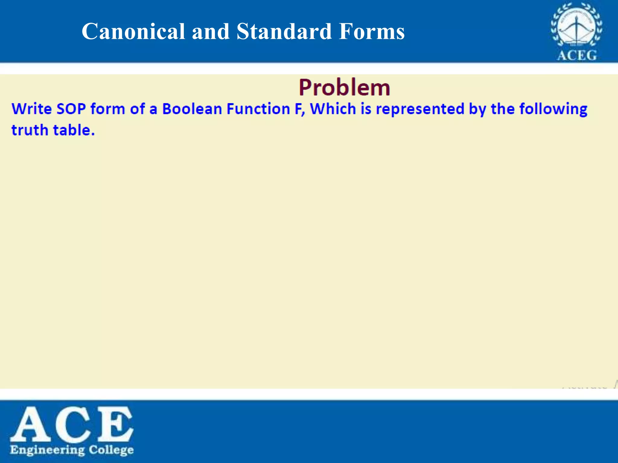 P.KIRAN KUMAR,ECE DEPARTMENT 16
Canonical and Standard Forms
 