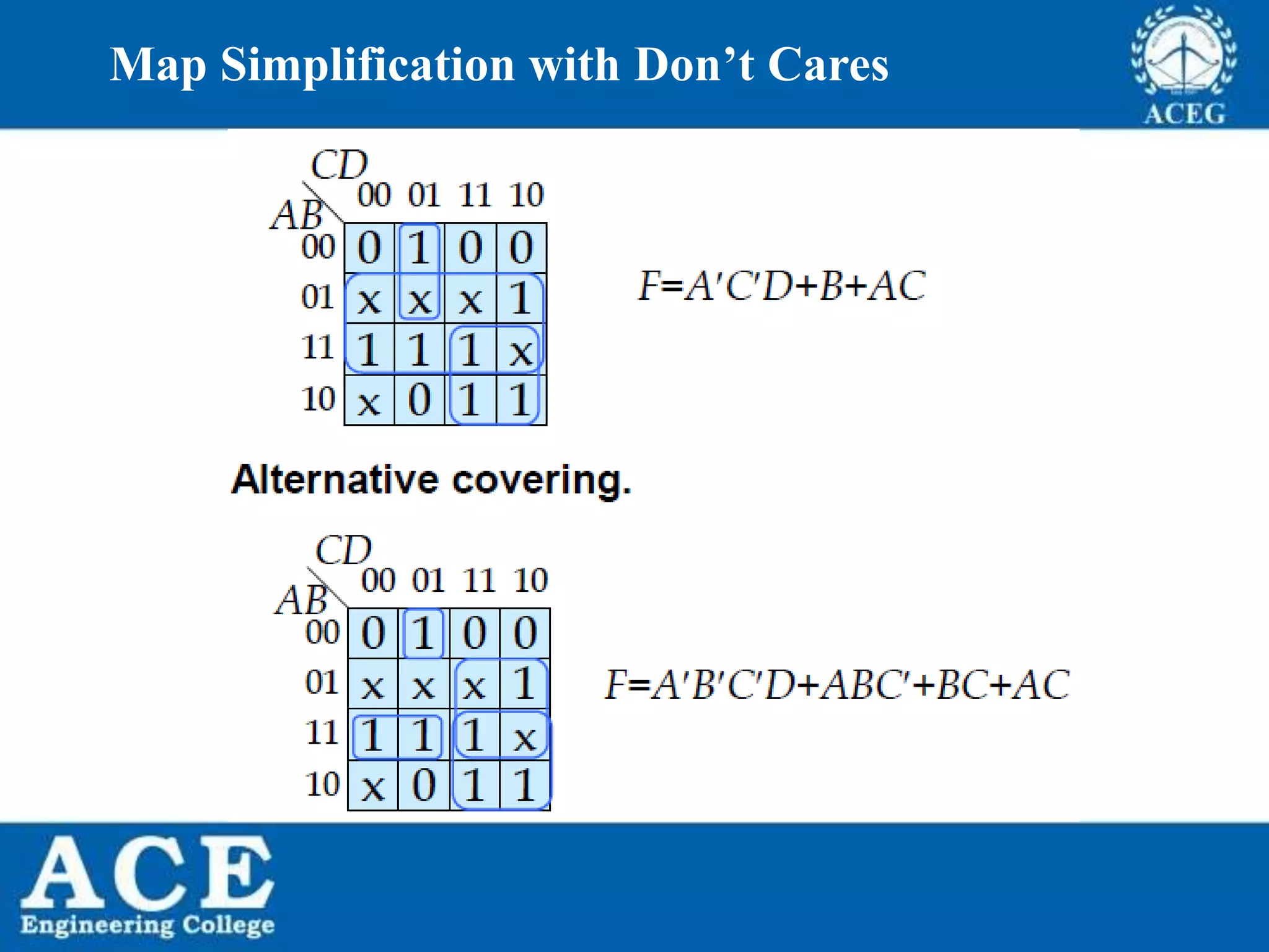 P.KIRAN KUMAR,ECE DEPARTMENT 43
Map Simplification with Don’t Cares
 